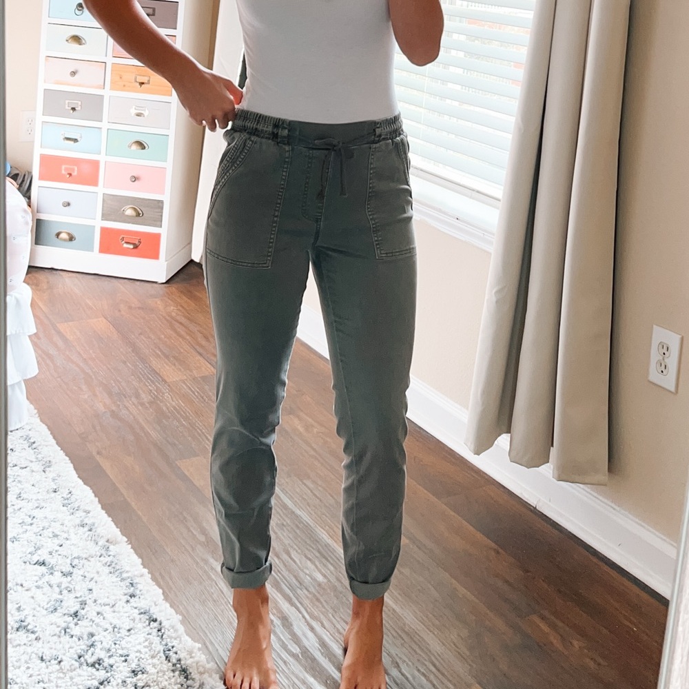 (maurices) faded army olive green tie high-waisted jogger pull-on pants